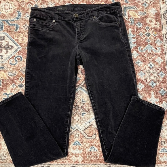 Kut From The Kloth Corduroy Pants Dark Grey Size 8 Dana Skinny Mid-low Rise - Picture 4 of 13